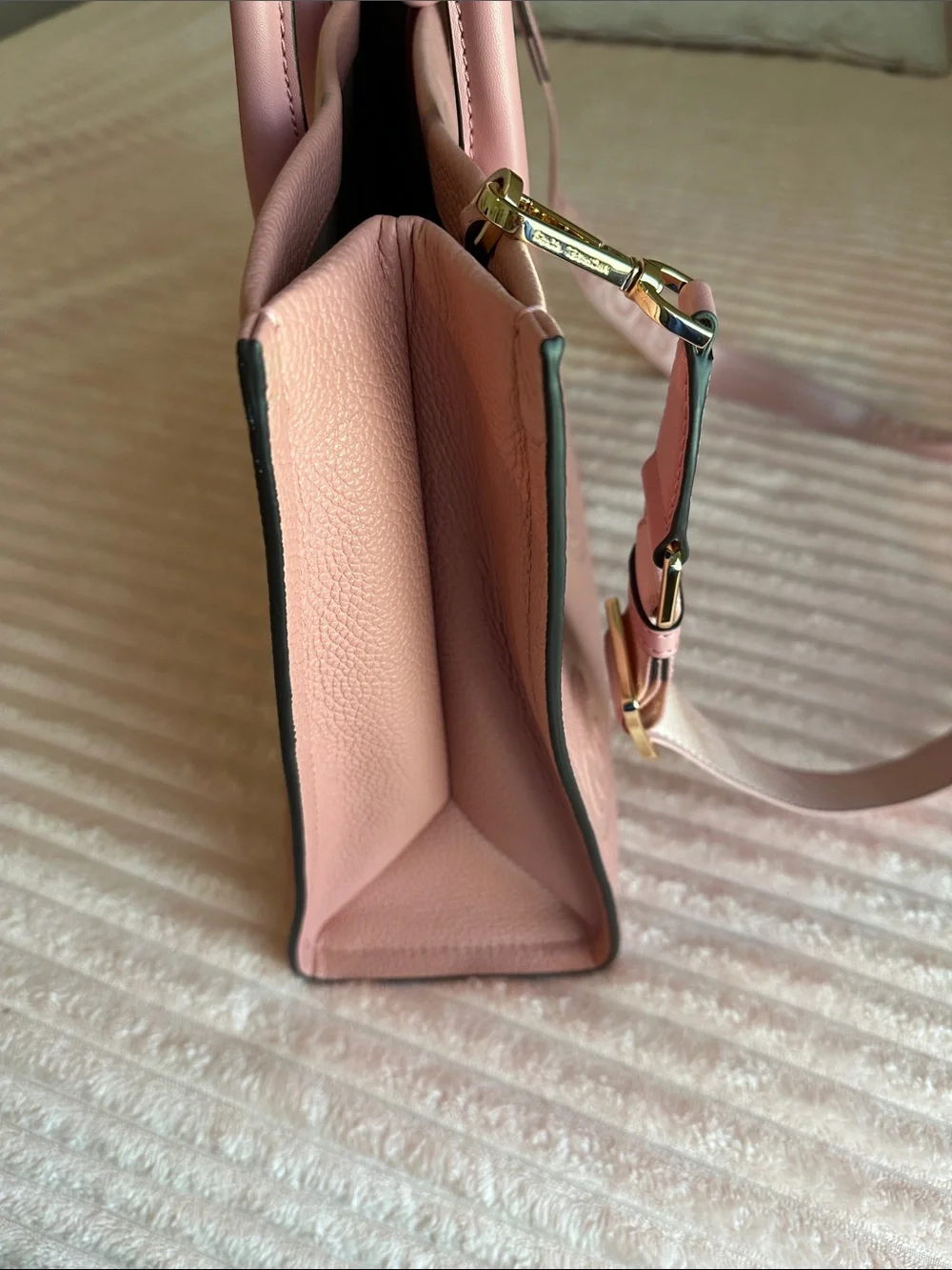 Michael Kors Pink Embossed MK Satchel with Logo Strap